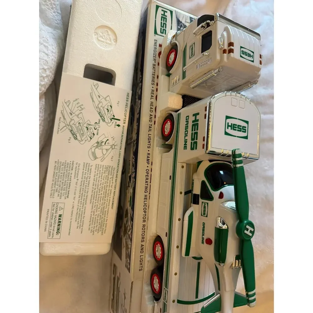 2006 Hess Toy Truck & Helicopter Gasoline Transport w/ Box Instructions
